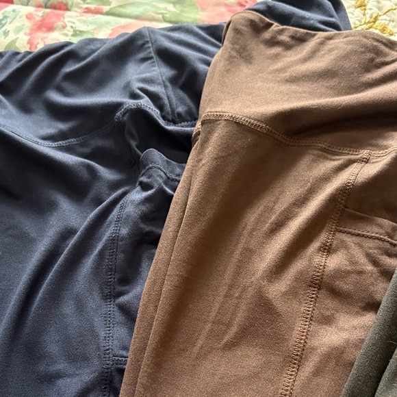 Bundle of Amazon Basic L/XL High Waisted Leggings - Black, Brown, and Navy - Picture 4 of 7